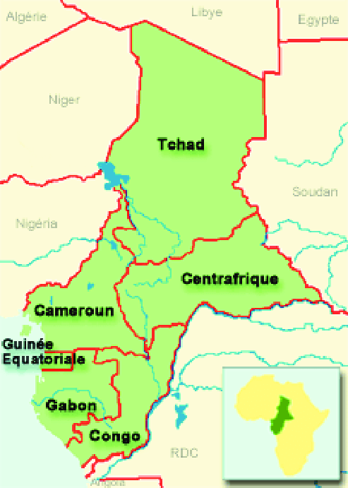 Carte des pays membres de la CEMAC
