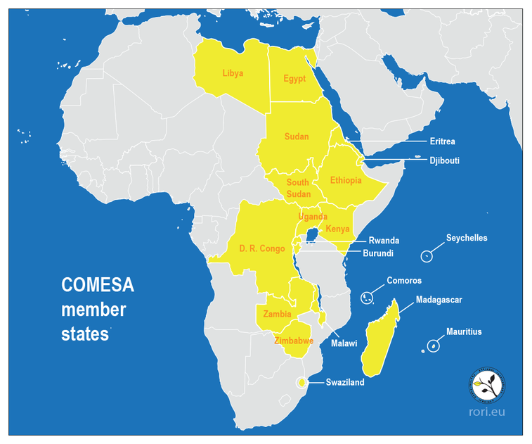 Carte des pays membres de la COMESA