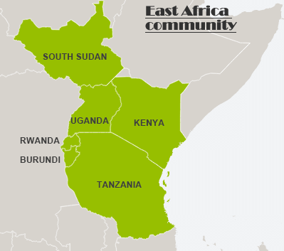 Carte des pays membres de l'EAC